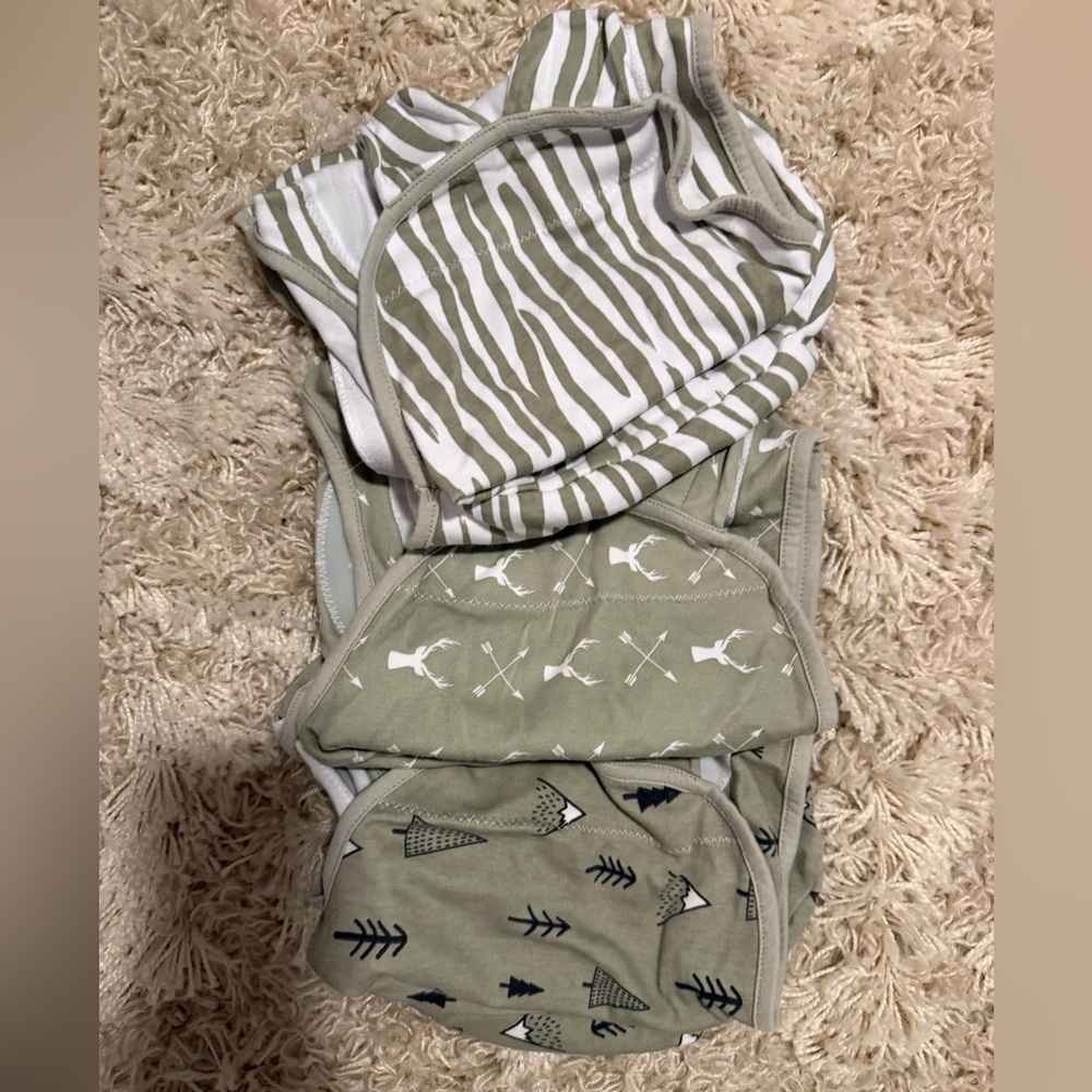 Preemie Grey Baby Swaddle Set with Prints